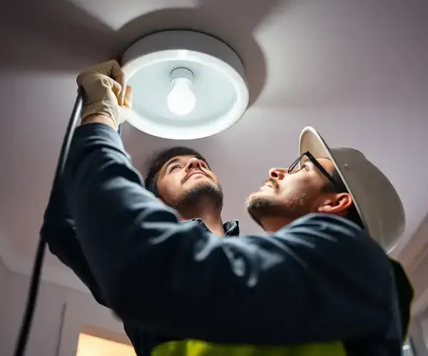 Professional licensed electrician at work